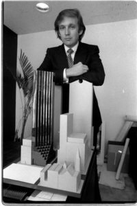 Donald Trump in 1980, with a model of Trump Tower, shortly before he acquired 100 Central Park South.