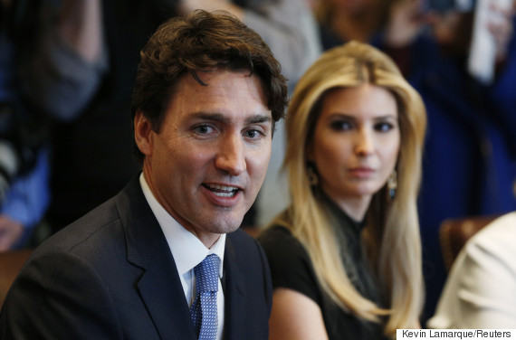 Canadian Prime Minister Justin Trudeau participates in a roundtable discussion with Ivanka Trump (R), U.S. President Donald Trump (not shown) and women business leaders at the White House in Washington, U.S., February 13, 2017. REUTERS/Kevin Lamarque